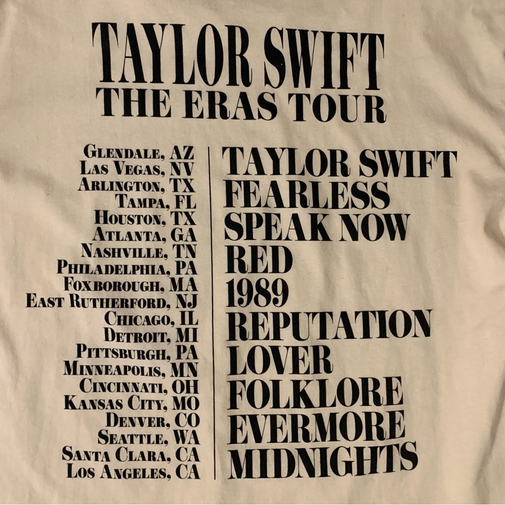 Taylor Swift Authentic Era’s Tour Cream Graphic Band T-Shirt Swiftie Large - Picture 4 of 11